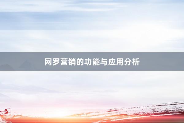 网罗营销的功能与应用分析